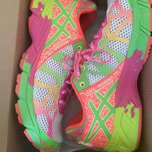 Asics White, Lime, and Hot Pink Kids' Shoes